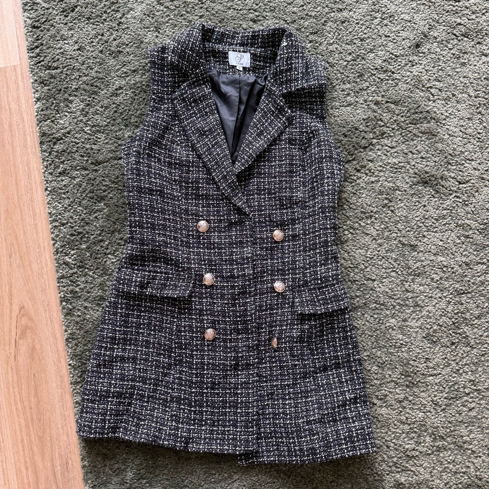 Macy's Black Tweed Double-Breasted Vest/Dress